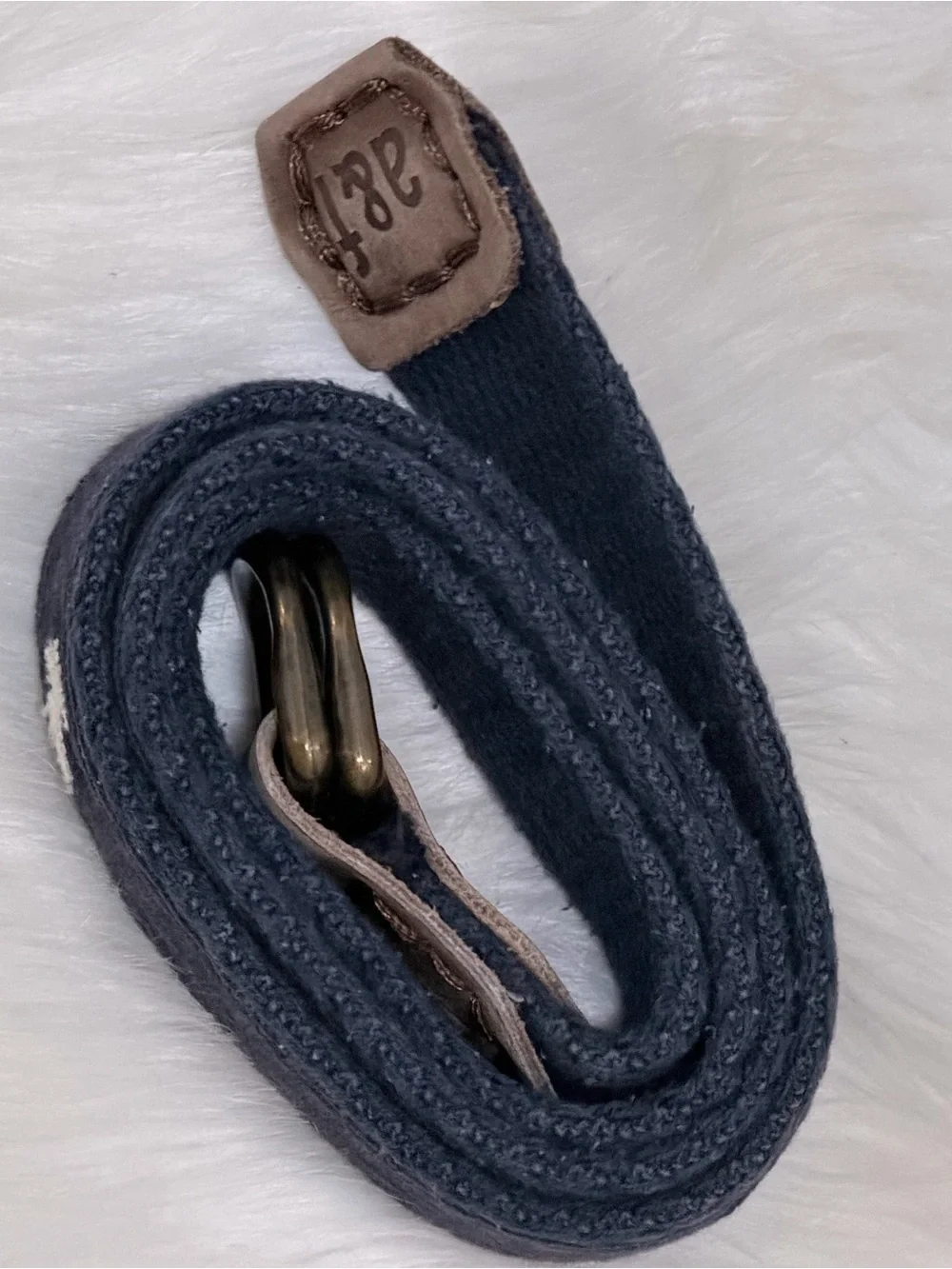 Vintage Abercrombie Kids Boys Navy Blue Embroidered Moose D-Ring Belt L 37”
